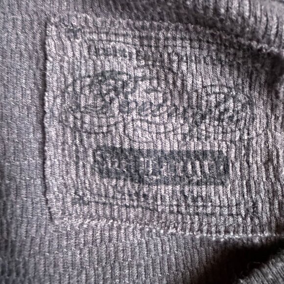Vtg Y2K Waffle Knit Mens Thermal‎ Long Sleeve Graphic Charcoal Gray Gothi… - Picture 3 of 5